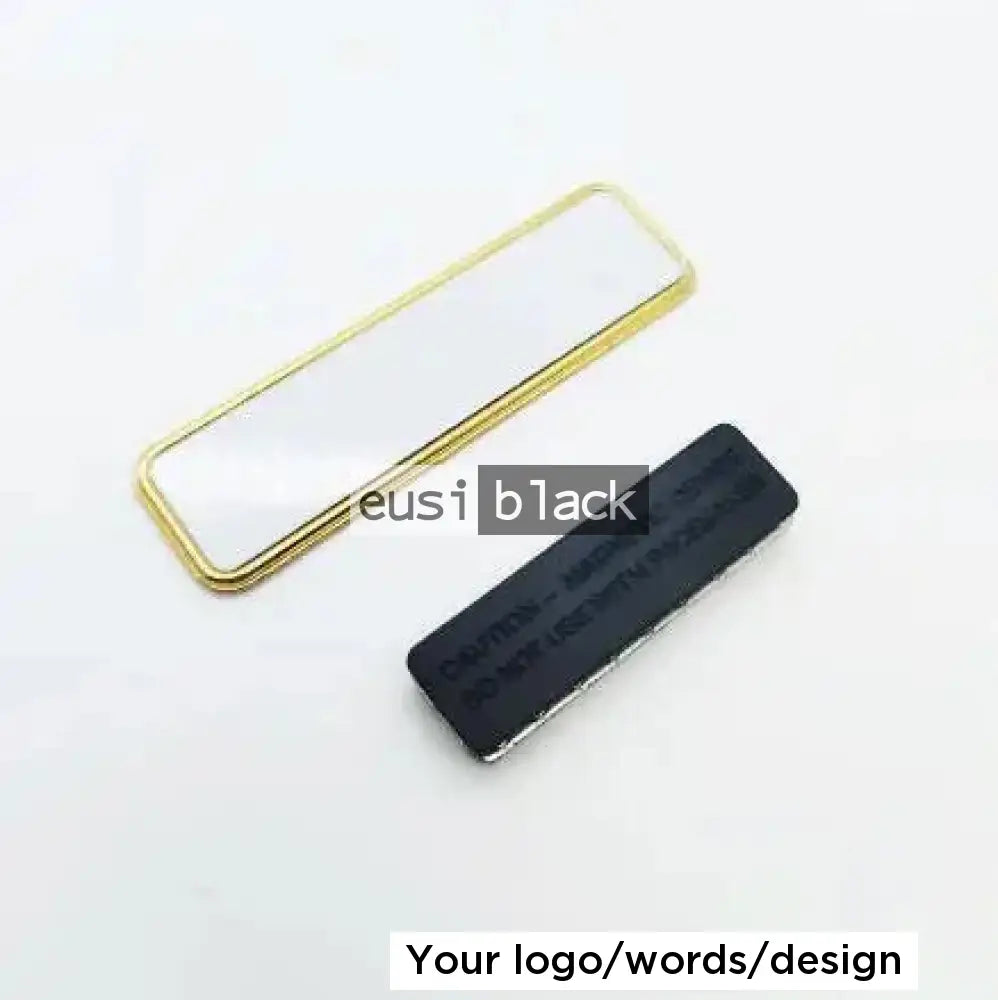 Rectangle name tag - Gold - 6.4X2.6cm / Magnetic / Plain