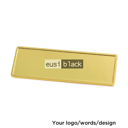 Rectangle name tag - Gold - 6.4X2.6cm / Round pin / Plain
