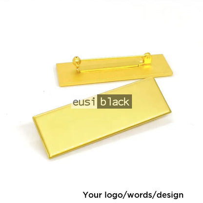 Rectangle name tag - Gold - 6.4X2.6cm / Sharp pin / Plain