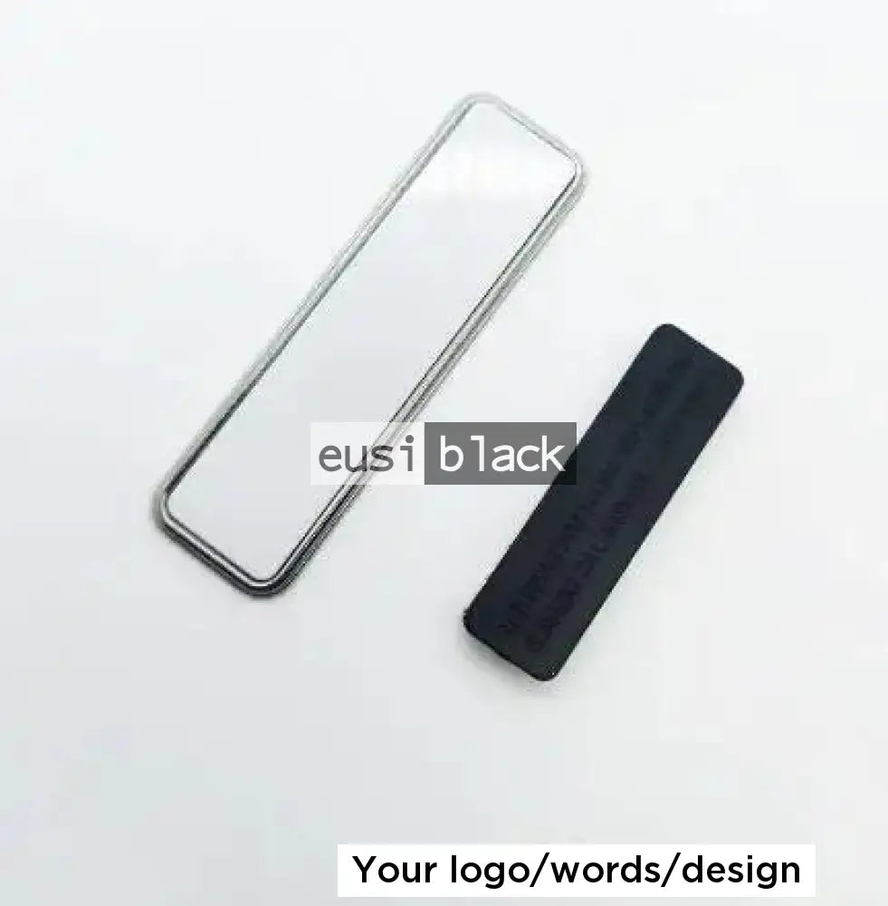 Rectangle name tag - Silver - 7.3X2.6cm / Magnetic / Plain