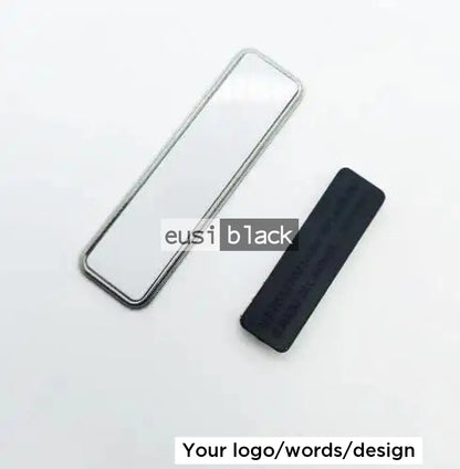 Rectangle name tag - Silver - 7.3X2.6cm / Magnetic / Plain