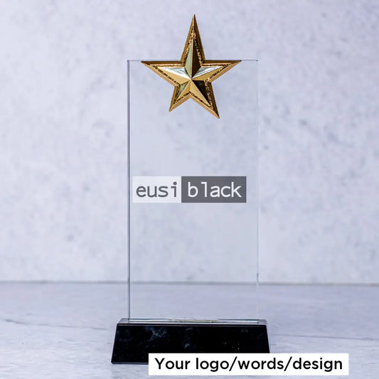 Rectangular 5 starred crystal award