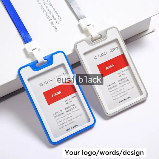 Rectangular staff ID name tag pocket - Portrait - Blue