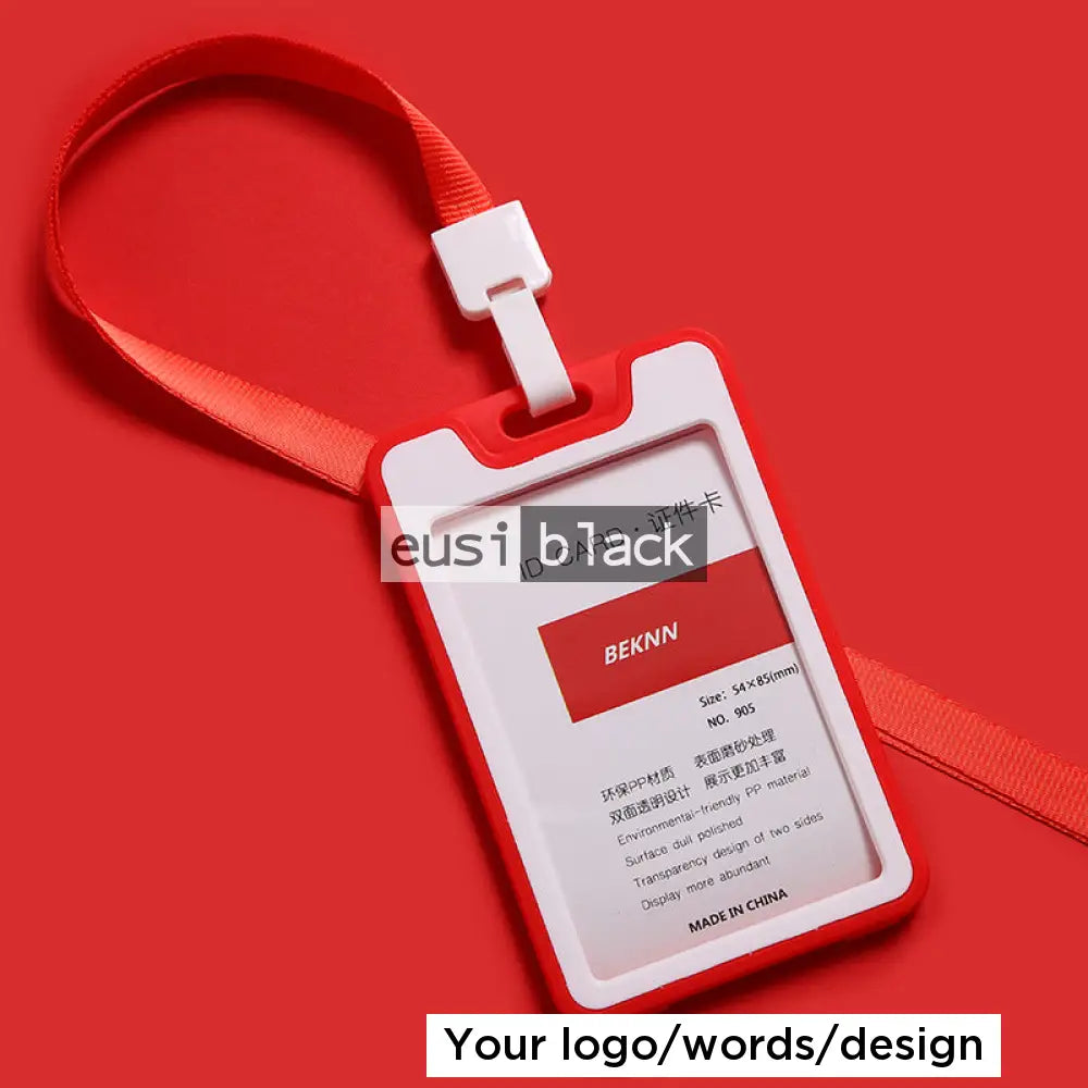 Rectangular staff ID name tag pocket - Portrait - Red