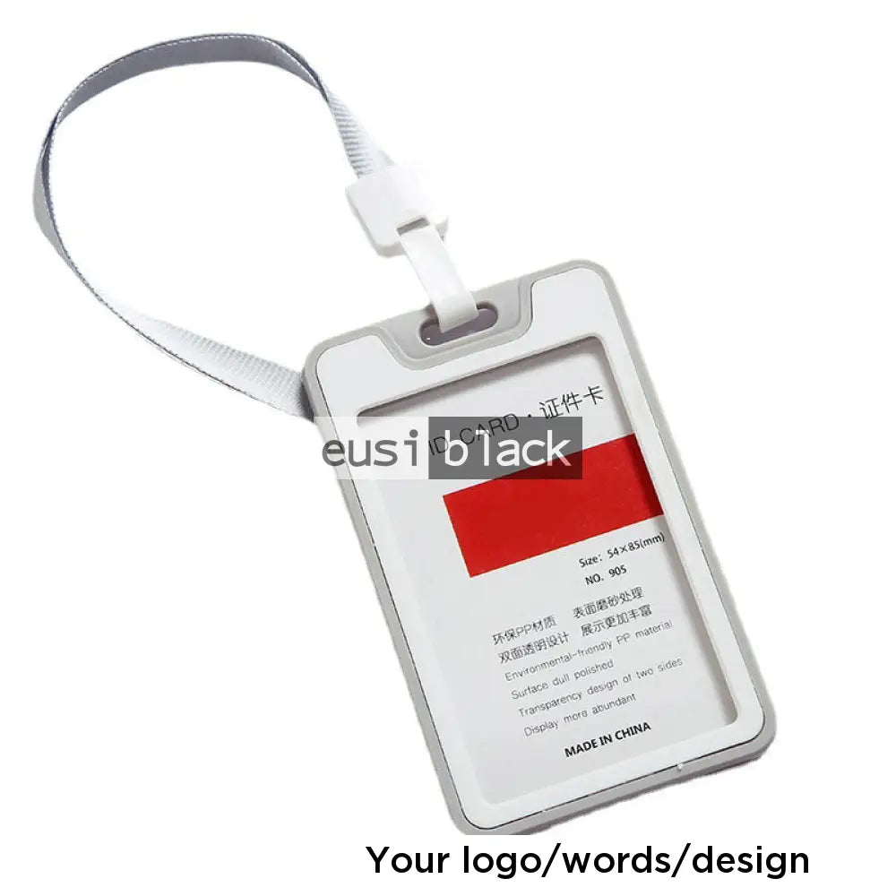 Rectangular staff ID name tag pocket - Portrait - White-Grey