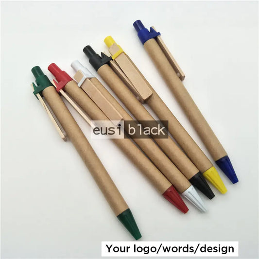 Recycled kraft paper pen - White