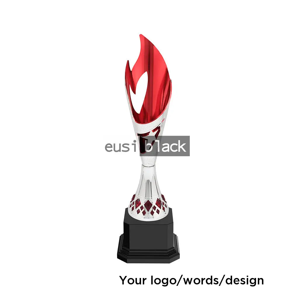 Red flame lit trophy award - 32cm - Silver