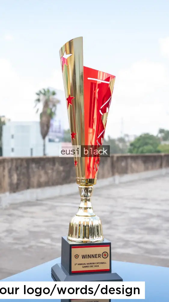 Red gold trophy award - 39cm