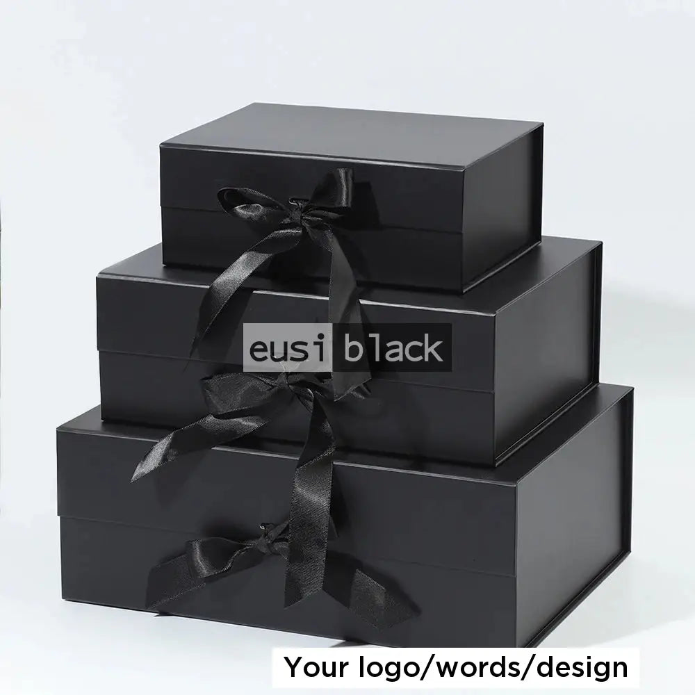 Ribbon magnetic gift box A6 - 18X18X5cm / Black
