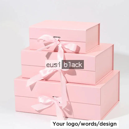 Ribbon magnetic gift box A6 - 18X18X5cm / Pink