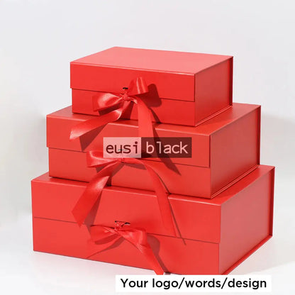 Ribbon magnetic gift box A6 - 18X18X5cm / Red