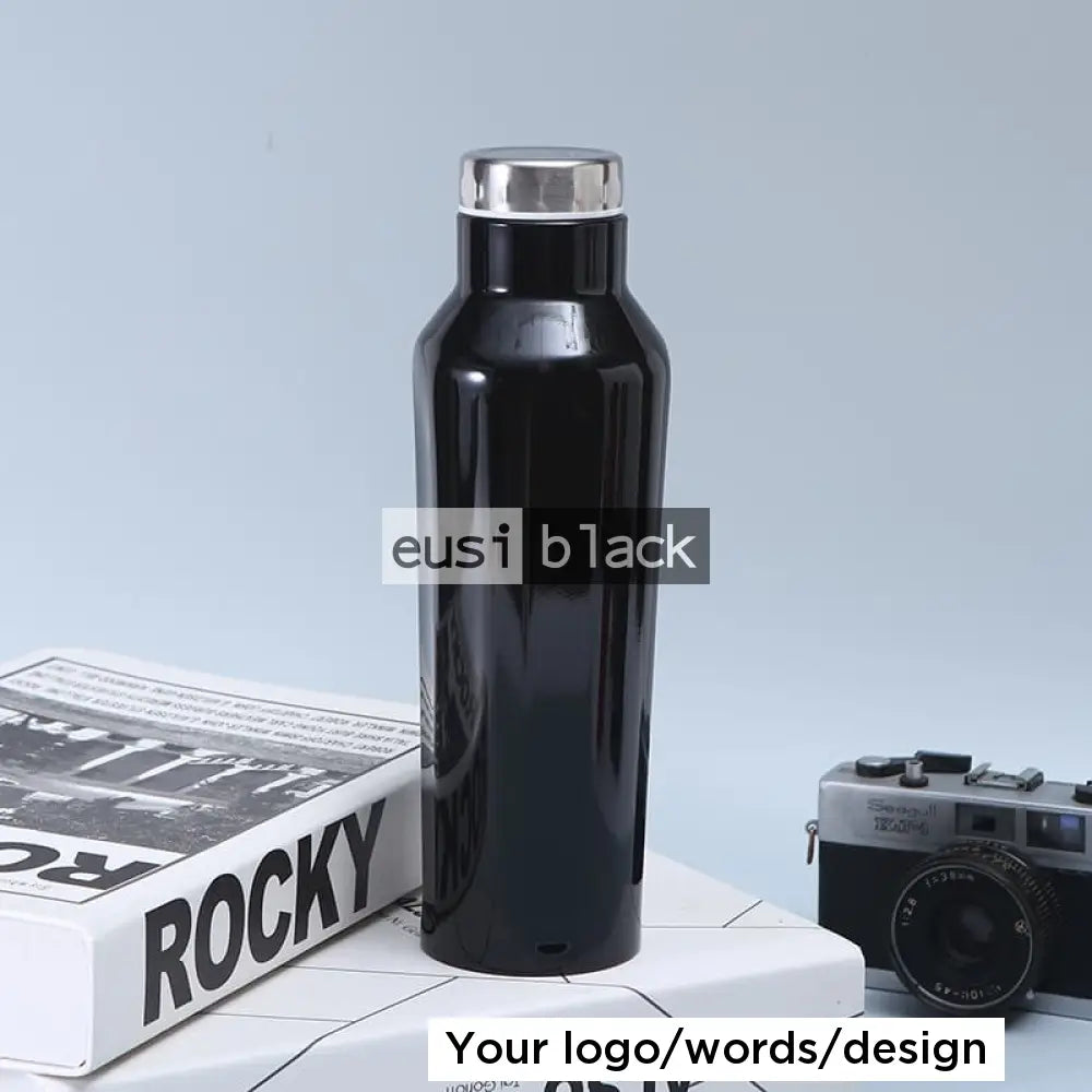 Ridged thermal water bottle - 500ml - Black