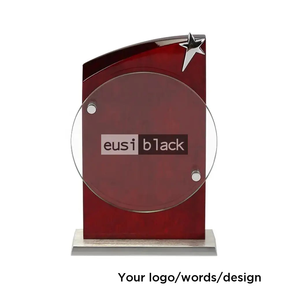 Round Glass On Wood Plaque