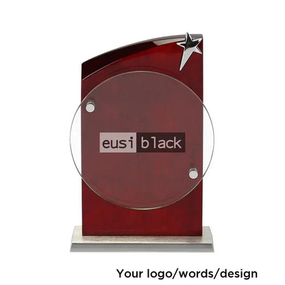 Round Glass On Wood Plaque