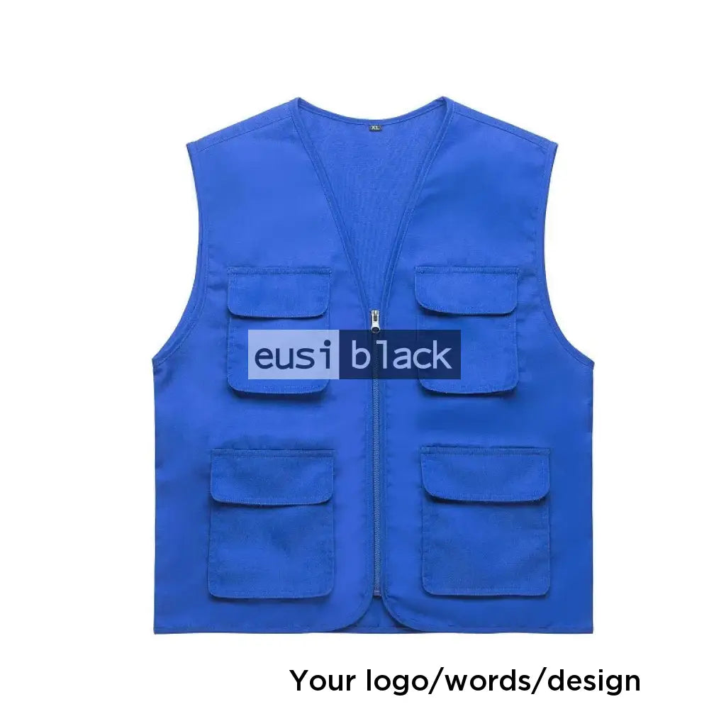 Safari press jacket - Velcro pockets - Blue / Light