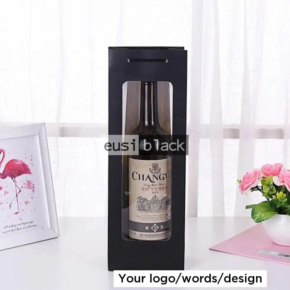 See through wine gift bag Black