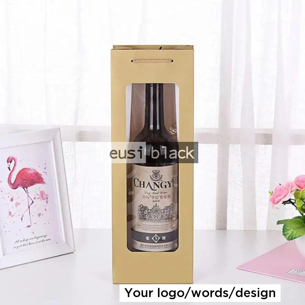See through wine gift bag Gold