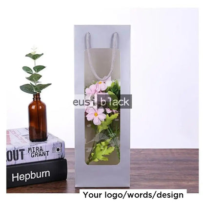 See through wine gift bag Grey