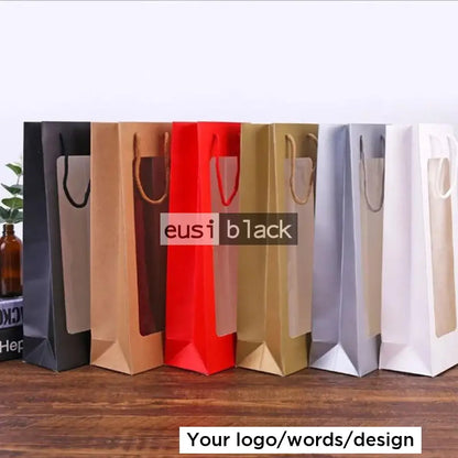 See through wine gift bag Red