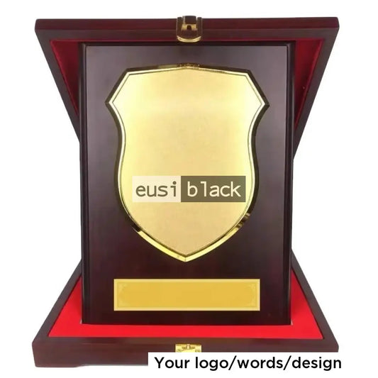 Shield On Wood Display Plaque