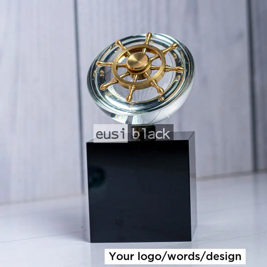 Ship steering helm crystal award