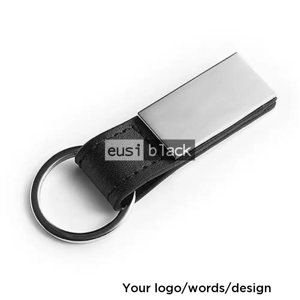 Short strip leather & metallic key chain