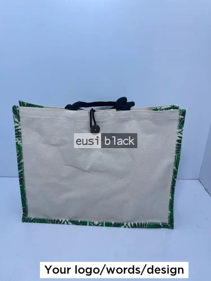 Side patterned tote jute bag - A3