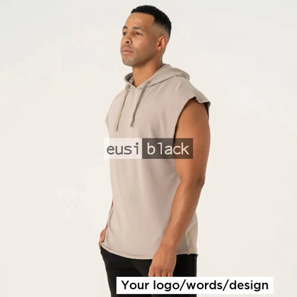 Sleeveless hoodie - Beige / S