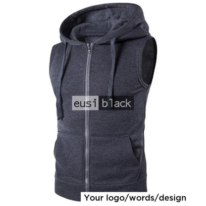 Personalized sleeveless hoodie Dark grey / S