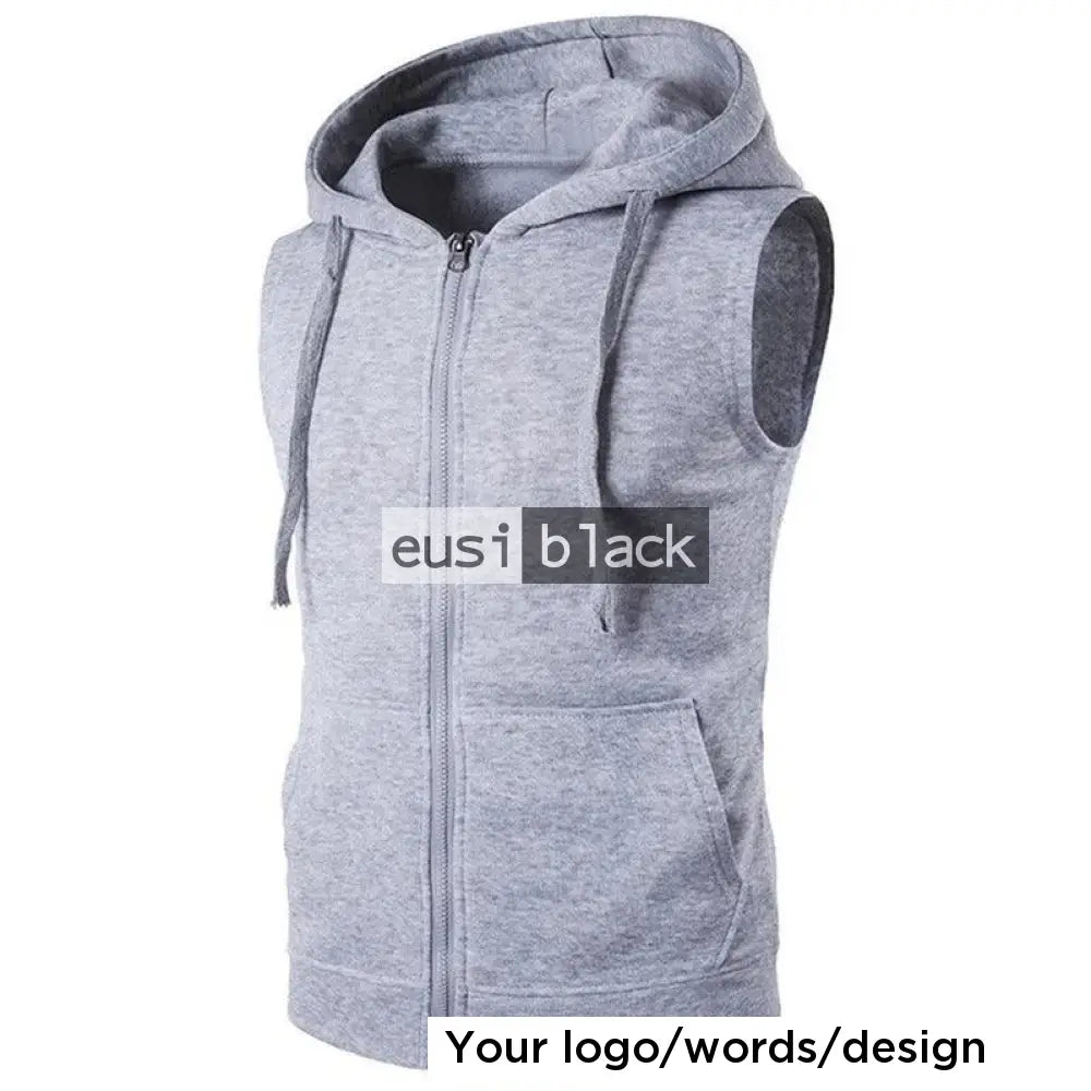 Personalized sleeveless hoodie Light grey / S