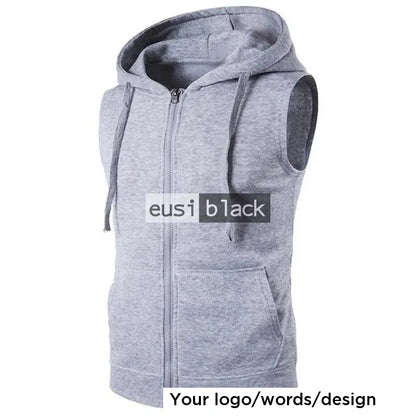 Personalized sleeveless hoodie Light grey / S