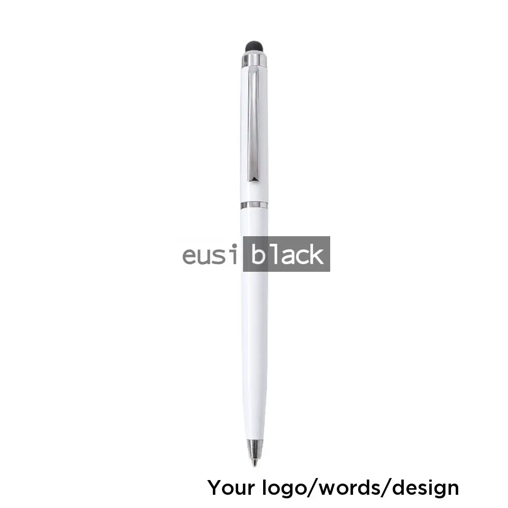 Slim executive stylus twist pen - White