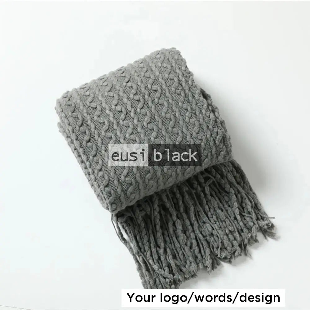 Soft knit woven scarf Grey