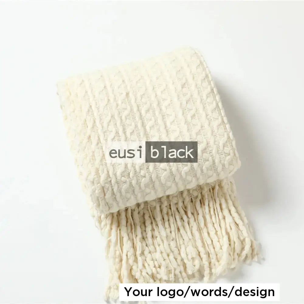 Soft knit woven scarf White