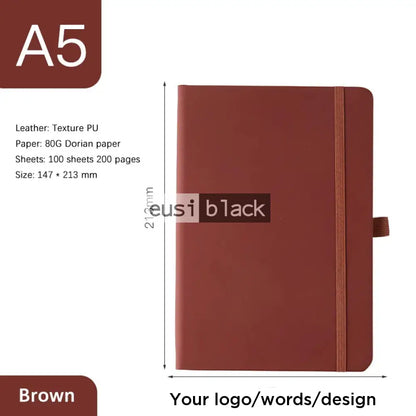 Stringed notebook - A5 - Brown / 60 sheets/120 pages