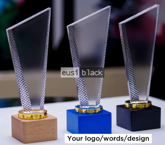 Tall slanted top crystal award - Brown