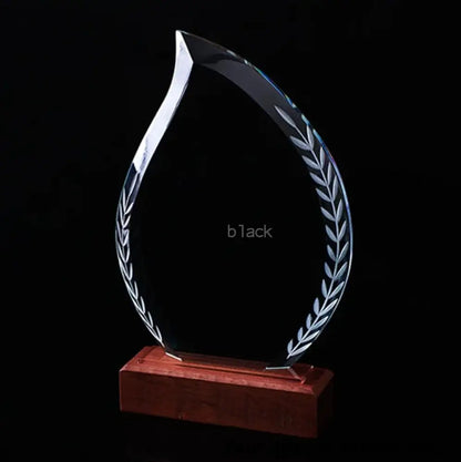 Teardrop Crystal Award Wood Base