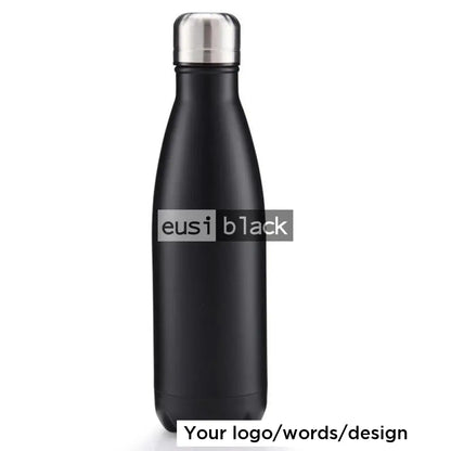 Thermal bottle with silver cap Black