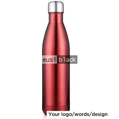 Thermal bottle with silver cap Red