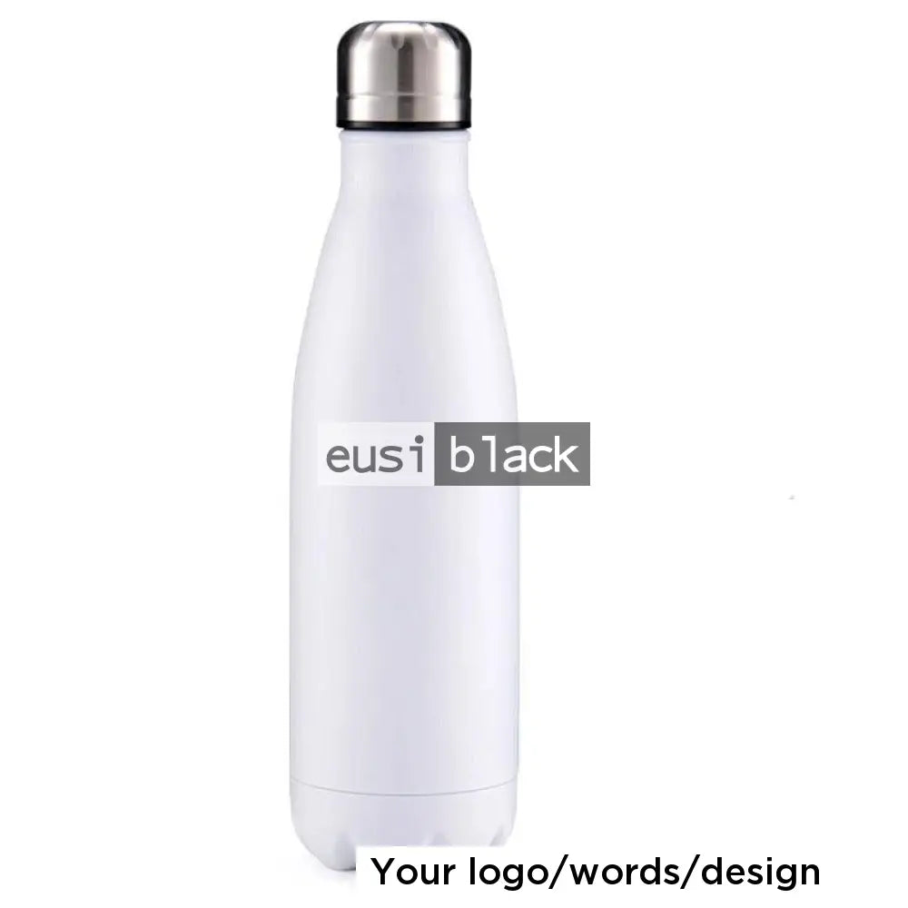 Thermal bottle with silver cap White