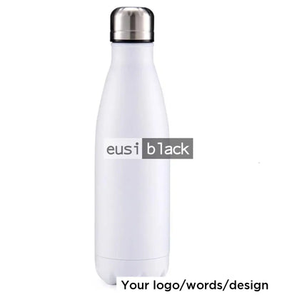 Thermal bottle with silver cap White