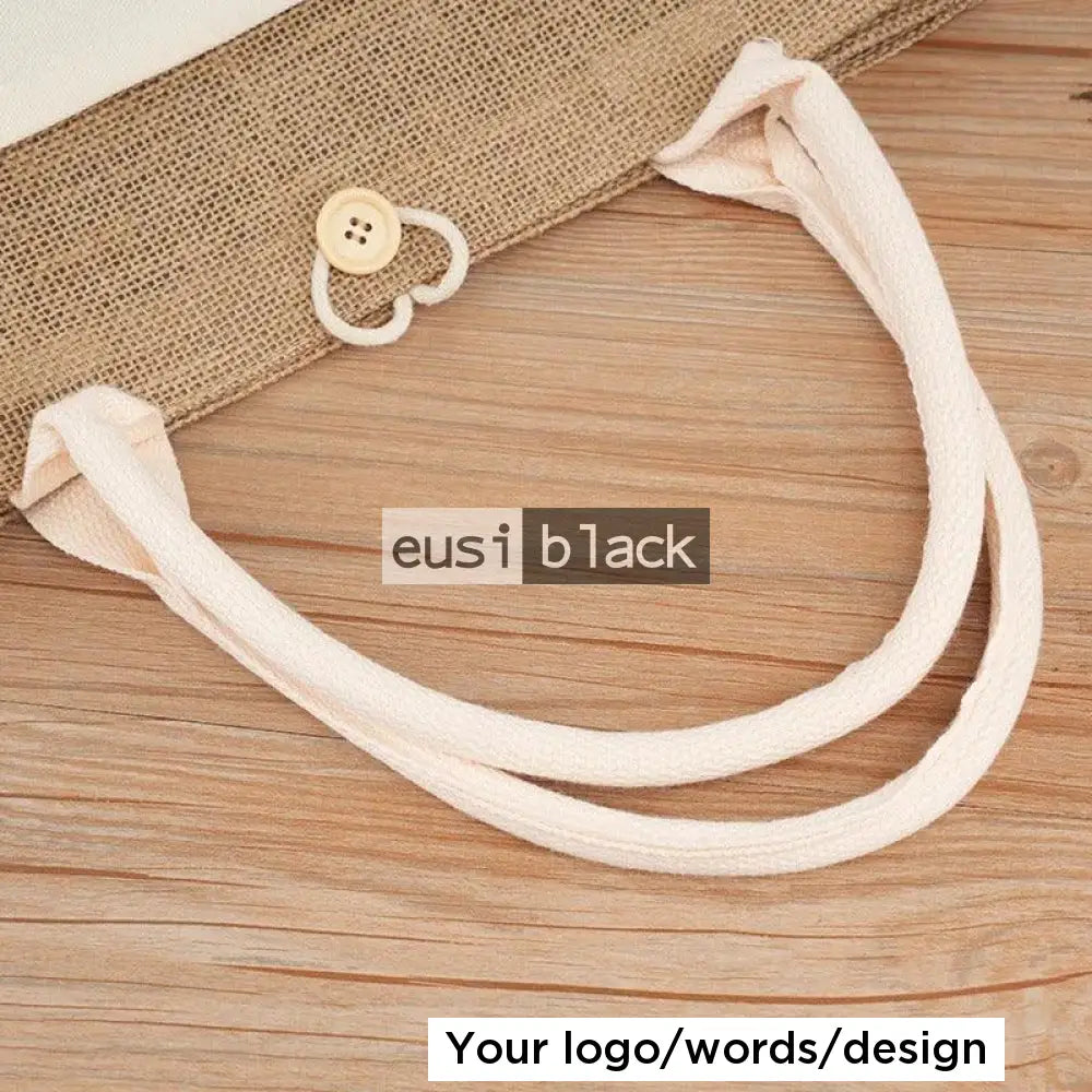 Buttoned & layered tote jute bag