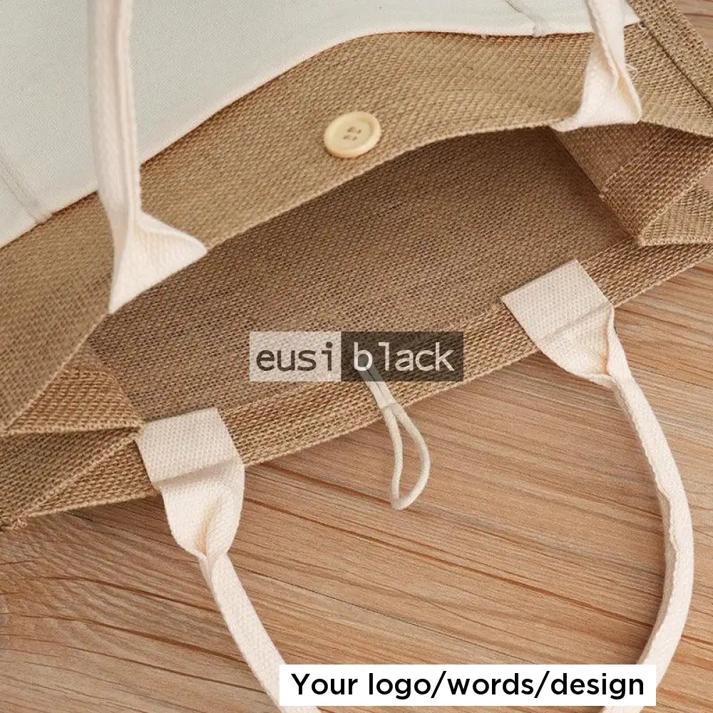 Buttoned & layered tote jute bag