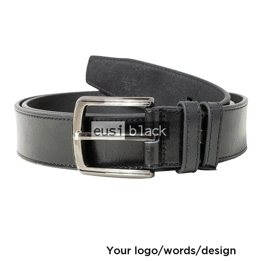 Threaded leather belt for men