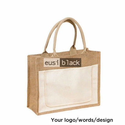 Threaded & zipped tote jute bag - White / A5 portrait