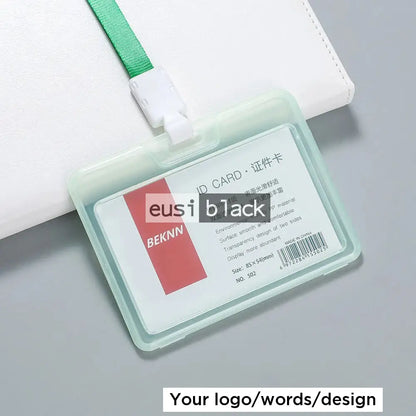 Transparent staff ID name tag pocket - Landscape / Green