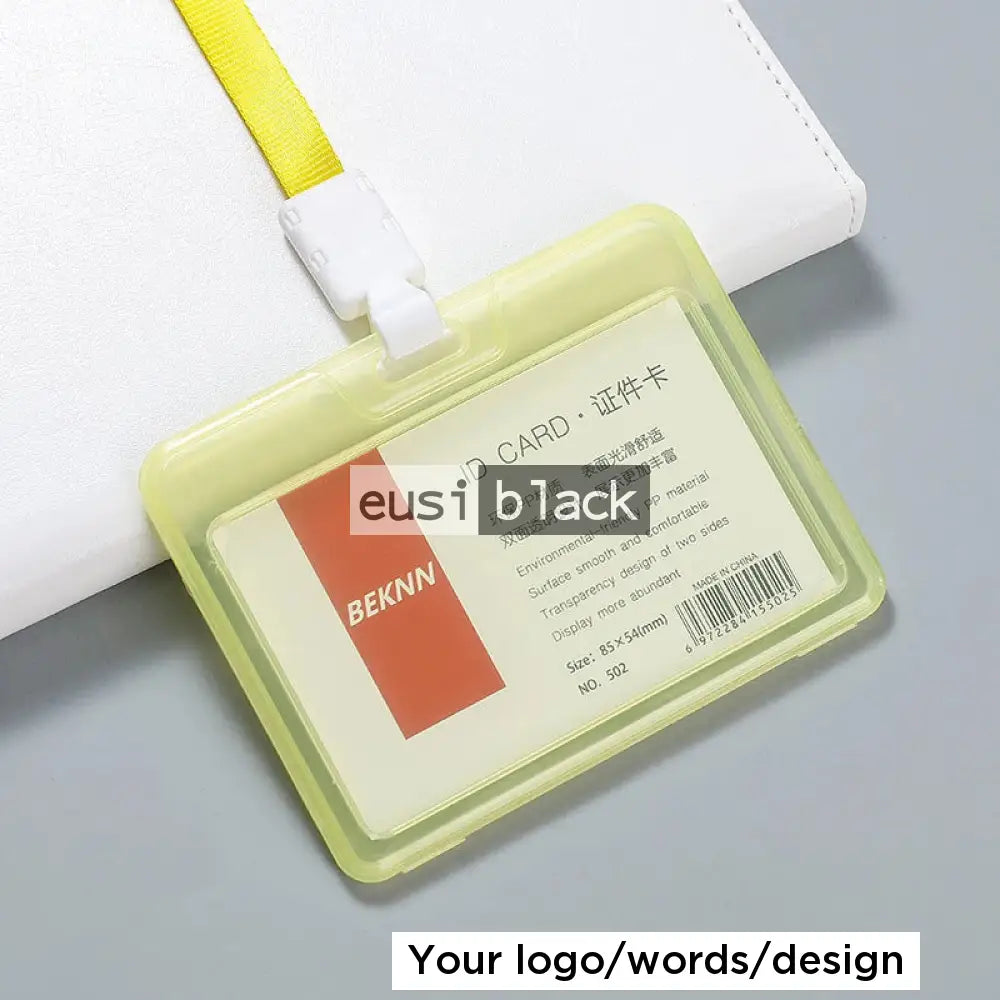 Transparent staff ID name tag pocket - Landscape / Yellow