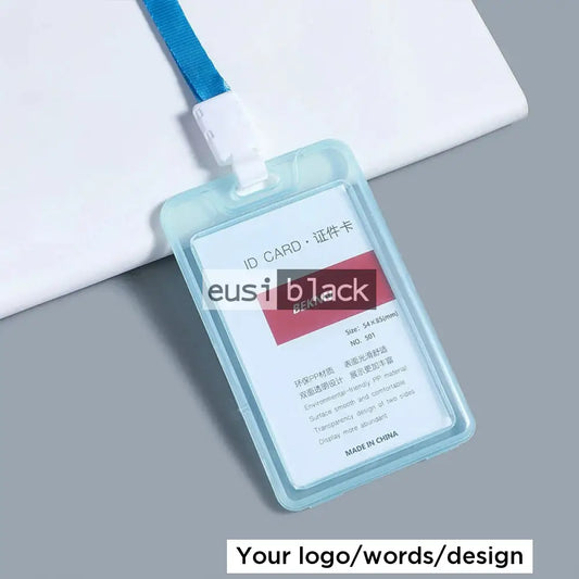 Transparent staff ID name tag pocket - Portrait / Blue