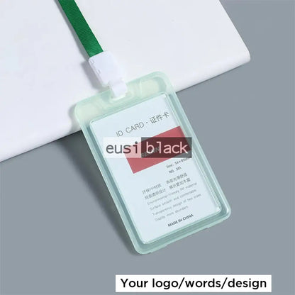 Transparent staff ID name tag pocket - Portrait / Green