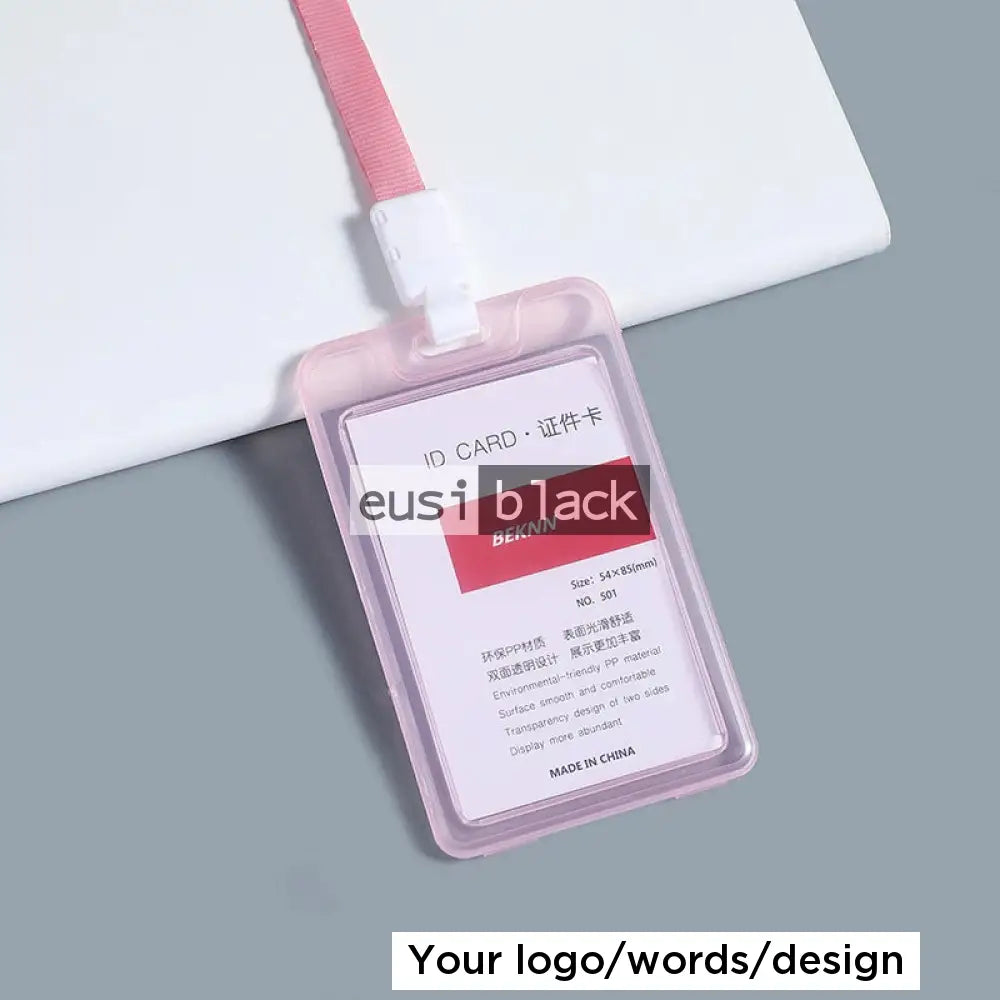 Transparent staff ID name tag pocket - Portrait / Pink